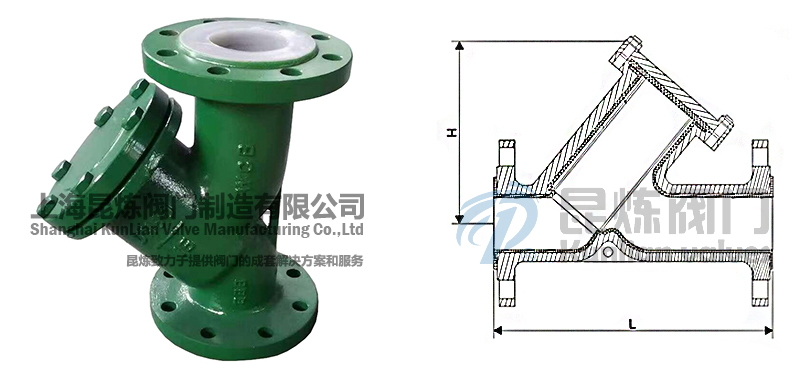 GL41F46襯氟Y型過濾器結(jié)構(gòu)圖- 上海昆煉閥門制造有限公司 GL41F46襯氟Y型過濾器結(jié)構(gòu)圖- 上海昆煉閥門制造有限公司